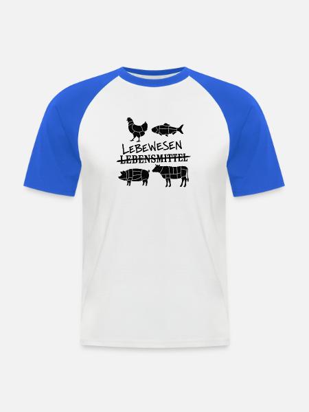 Lebewesen nicht Lebensmittel - Männer Baseball-T-Shirt - Weiß/Royalblau