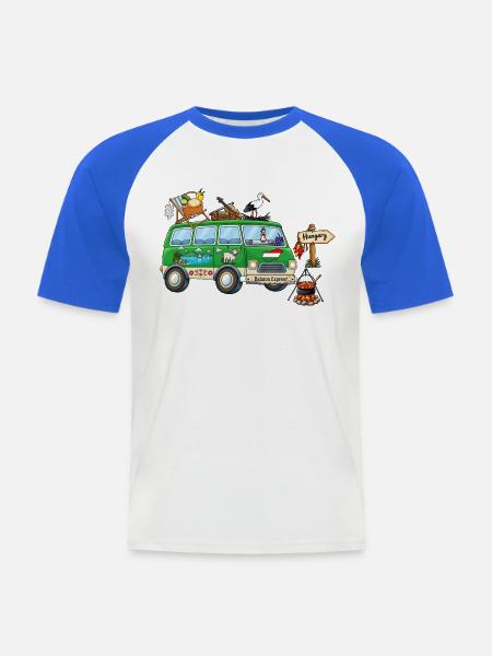 Ungarn Camper Wohnmobil - Männer Baseball-T-Shirt - Weiß/Royalblau