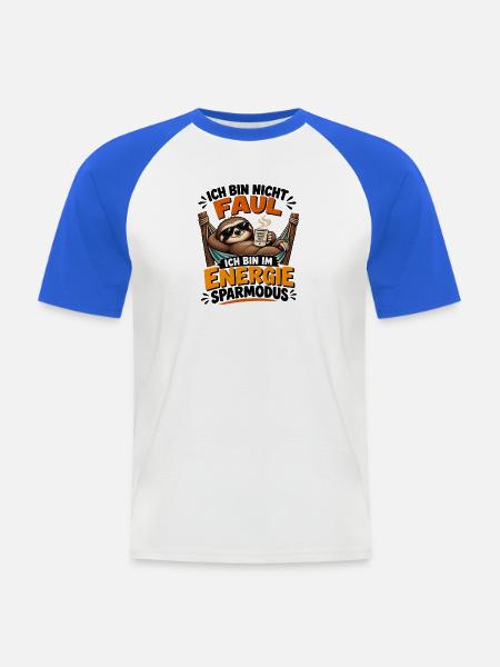 Lustige Sprüche & kreative Designs“. - Männer Baseball-T-Shirt - Weiß/Royalblau