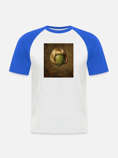 Lustige Olive Bob Haarschnitt - Männer Baseball-T-Shirt - Weiß/Royalblau