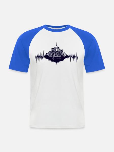 Mont-Saint-Michel, Normandie, Frankreich - Männer Baseball-T-Shirt - Weiß/Royalblau