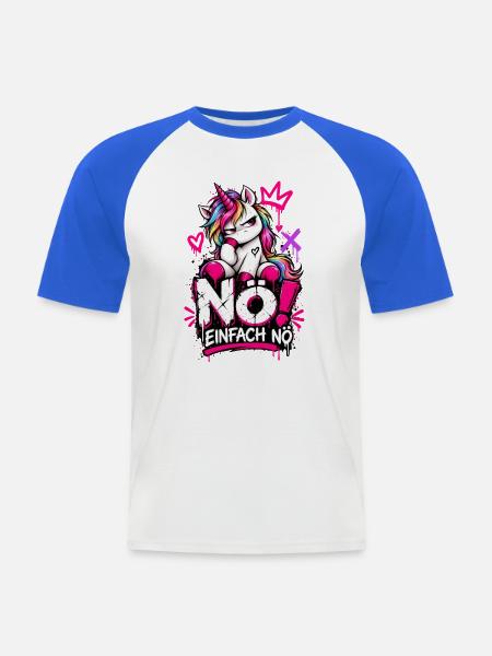 NO! Einhorn Graffiti Punk - Männer Baseball-T-Shirt - Weiß/Royalblau