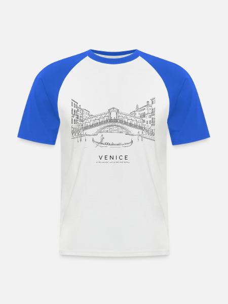 Venedig Rialto-Brücke - Männer Baseball-T-Shirt - Weiß/Royalblau