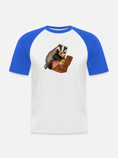 Picknick-Sandwich-Dachs - Männer Baseball-T-Shirt - Weiß/Royalblau