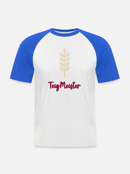 TeigMeister Brotlogo - Männer Baseball-T-Shirt - Weiß/Royalblau