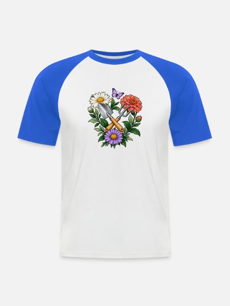 Hobbygärtner Geschenkidee Blumenkranz Garten - Männer Baseball-T-Shirt - Weiß/Royalblau