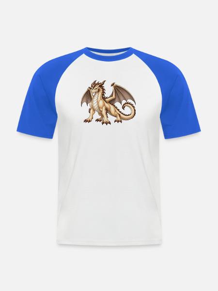 Majestätischer Champignondrache – Fantasy Drache - Männer Baseball-T-Shirt - Weiß/Royalblau