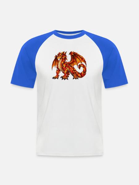 Majestätischer Herbstlaubdrache – Fantasy Drache - Männer Baseball-T-Shirt - Weiß/Royalblau