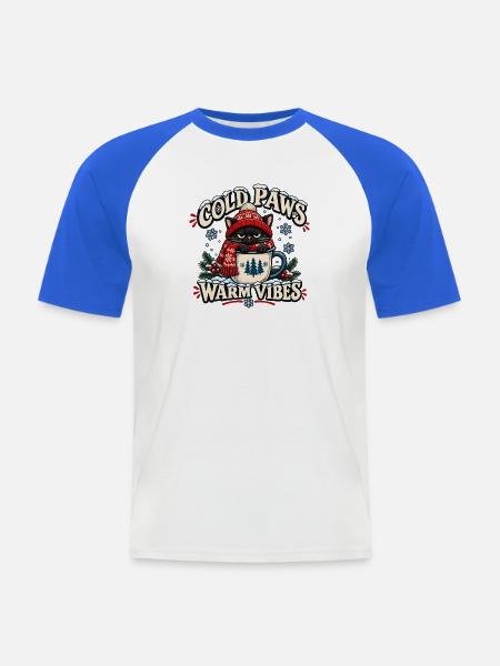 Kalte Pfoten Warme Vibes - Männer Baseball-T-Shirt - Weiß/Royalblau