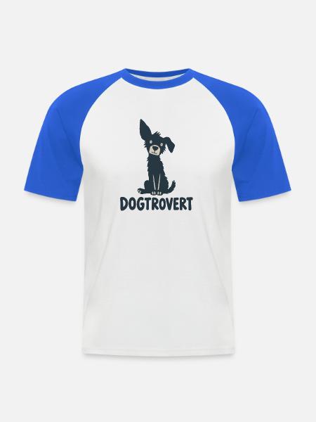 Dogtrovert – Introvertierter, der Hunde liebt - Männer Baseball-T-Shirt - Weiß/Royalblau