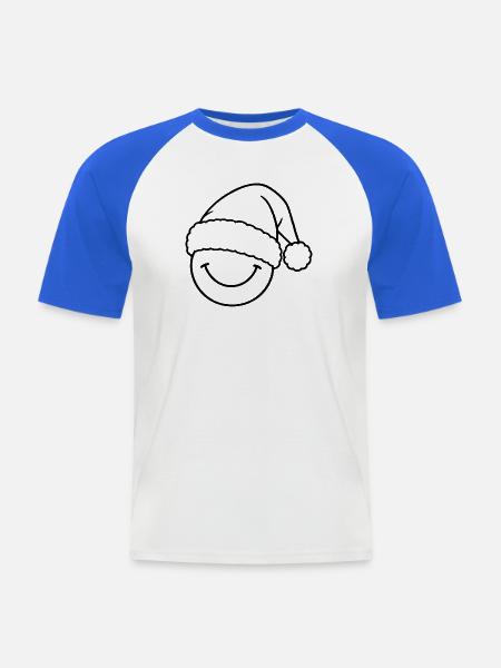 Smile mit Weihnachtsmütze - Männer Baseball-T-Shirt - Weiß/Royalblau