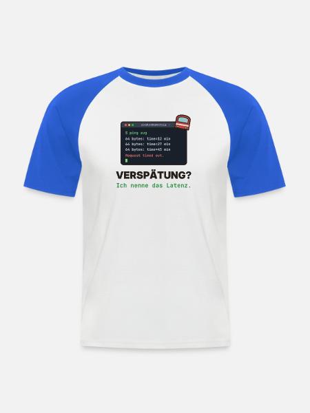 Latenz Lacher: Ping Verspätung - Männer Baseball-T-Shirt - Weiß/Royalblau