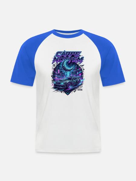 Carpe_Noctem_-_Cyberpunk_-_1 - Männer Baseball-T-Shirt - Weiß/Royalblau
