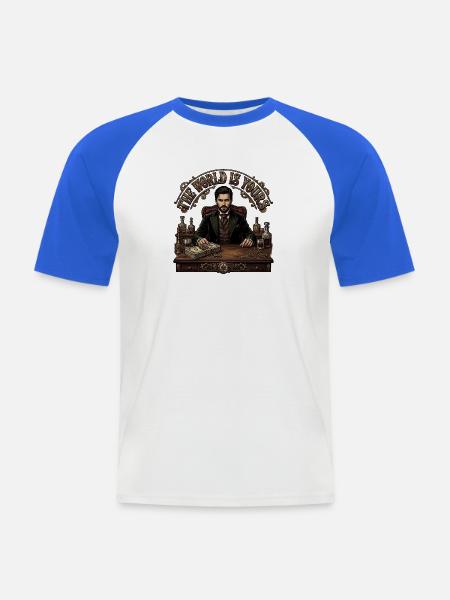 The_World_is_yours_-_Steampunk - Männer Baseball-T-Shirt - Weiß/Royalblau