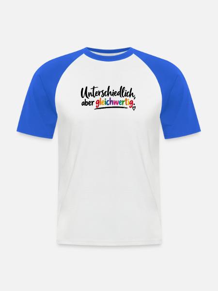 Unterschiedlich, aber gleichwertig - Männer Baseball-T-Shirt - Weiß/Royalblau