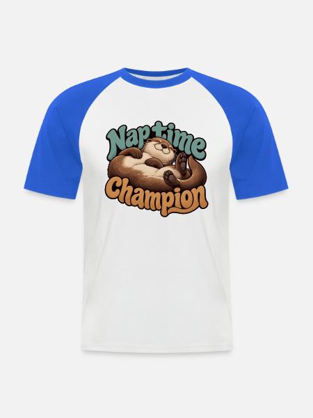Amerikanischer Otter - Männer Baseball-T-Shirt - Weiß/Royalblau