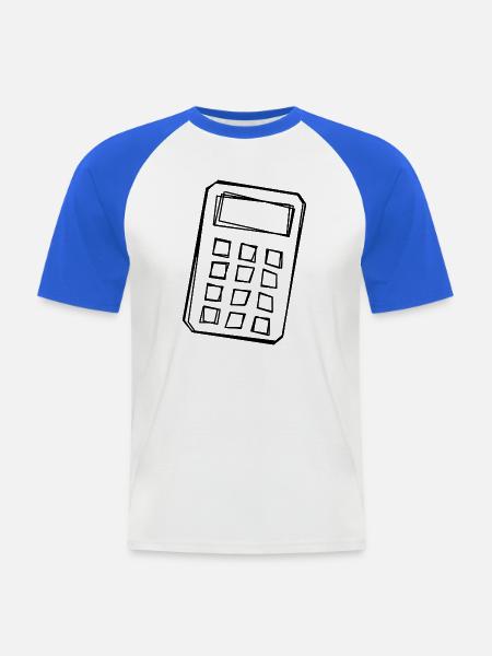 Taschenrechner handgezeichnet - Männer Baseball-T-Shirt - Weiß/Royalblau