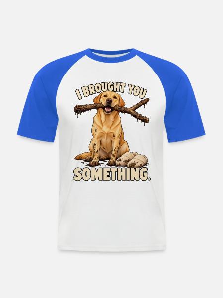 Labrador-Zweigstellenlieferung - Männer Baseball-T-Shirt - Weiß/Royalblau