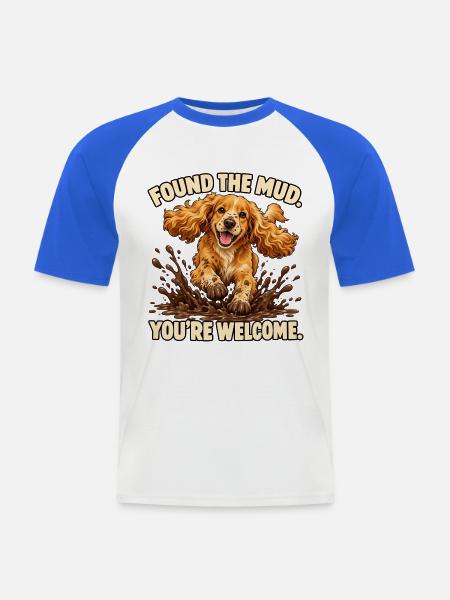 Cocker Spaniel fand den Schlamm - Männer Baseball-T-Shirt - Weiß/Royalblau