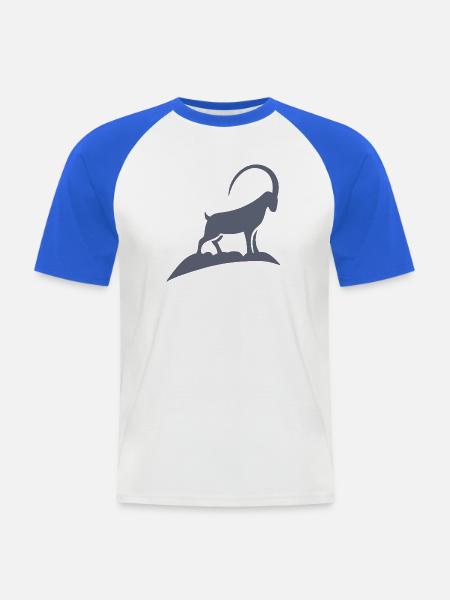 Steinbock Silhouette auf Felsen - Männer Baseball-T-Shirt - Weiß/Royalblau