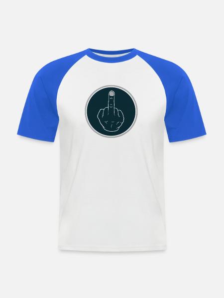 Mittelfinger Zeichen - Männer Baseball-T-Shirt - Weiß/Royalblau