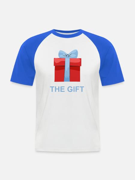 Rotes Geschenk mit Blauem Band - Männer Baseball-T-Shirt - Weiß/Royalblau
