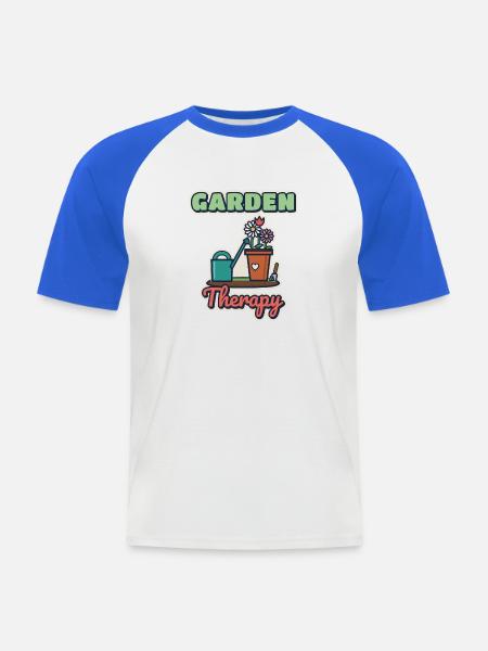 Gartentherapie - Männer Baseball-T-Shirt - Weiß/Royalblau