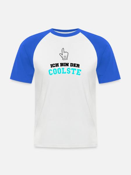 der coolste - Männer Baseball-T-Shirt - Weiß/Royalblau