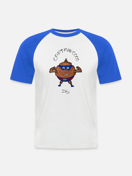 CaptainCoco – Kokosnuss-Superheld mit Maske - Männer Baseball-T-Shirt - Weiß/Royalblau