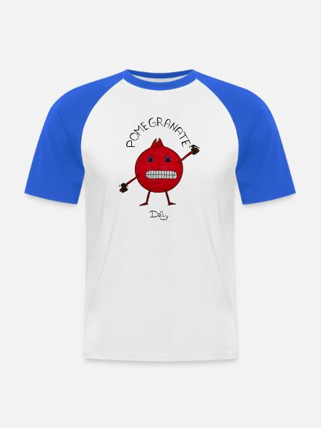 PomeGranate – wütender Granatapfel, Hitzkopf - Männer Baseball-T-Shirt - Weiß/Royalblau