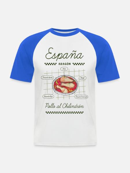Huhn mit Chilindrón - Männer Baseball-T-Shirt - Weiß/Royalblau