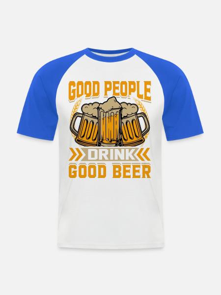 Gute Leute Trinken Gutes Bier - Männer Baseball-T-Shirt - Weiß/Royalblau