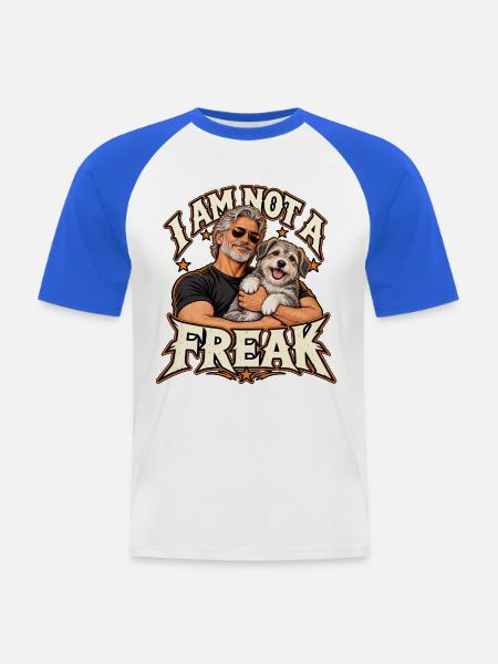Ich bin kein Freak - Männer Baseball-T-Shirt - Weiß/Royalblau