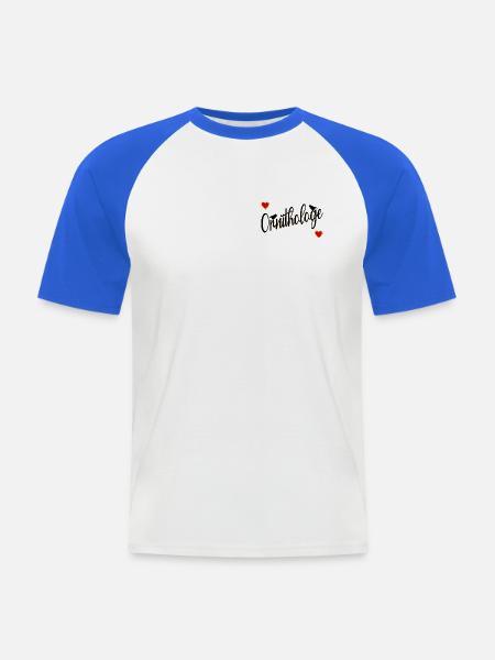 Ornithologe Vogel Herzen - Männer Baseball-T-Shirt - Weiß/Royalblau