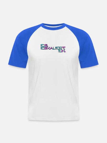 Neon Eskalert Signage - Männer Baseball-T-Shirt - Weiß/Royalblau