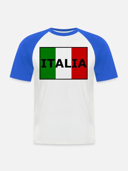 Italienische Flaggen-Typografie - Männer Baseball-T-Shirt - Weiß/Royalblau