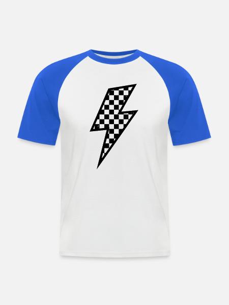 Karierte Blitzform Zacken - Männer Baseball-T-Shirt - Weiß/Royalblau