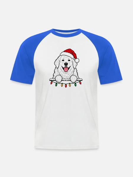 Pyrenäenberghund Weihnachten - Männer Baseball-T-Shirt - Weiß/Royalblau