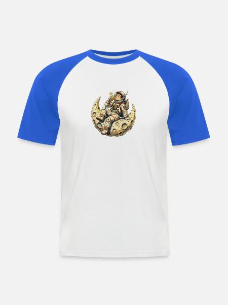 Lunar Astronaut Moon Lounge - Männer Baseball-T-Shirt - Weiß/Royalblau
