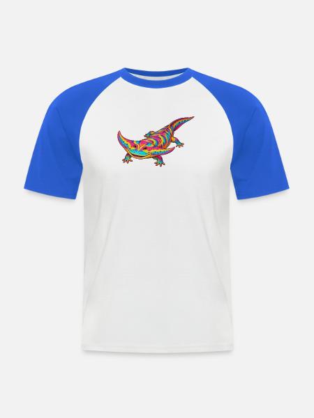 Regenbogen Diplocaulus Strahlen - Männer Baseball-T-Shirt - Weiß/Royalblau