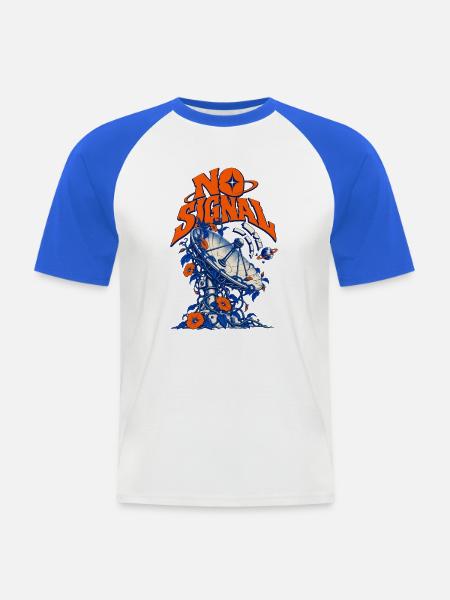 No Signal Retro Raumblumen - Männer Baseball-T-Shirt - Weiß/Royalblau