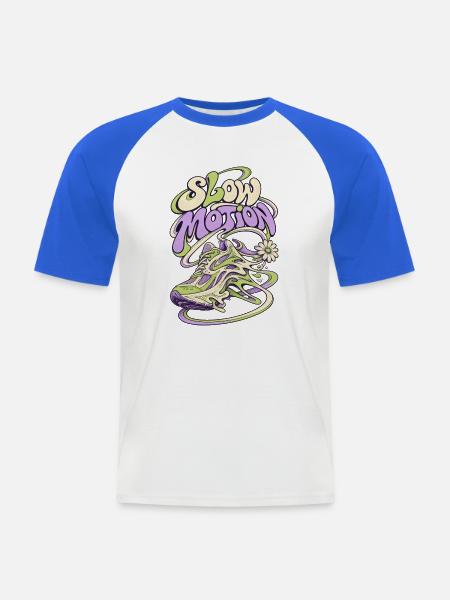 Slow Motion Sneaker Psychedelia - Männer Baseball-T-Shirt - Weiß/Royalblau