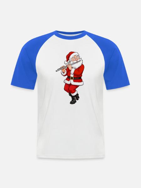 Weihnachts-Santa Flötenmelodie - Männer Baseball-T-Shirt - Weiß/Royalblau