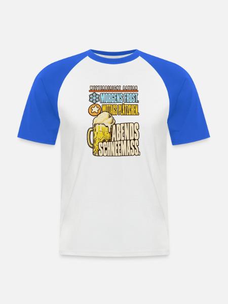 Wetterbericht Bayern Schneemaß - Männer Baseball-T-Shirt - Weiß/Royalblau