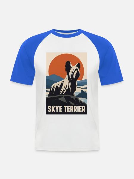 Skye Terrier - Männer Baseball-T-Shirt - Weiß/Royalblau