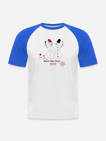 Neujahr 2027 - Männer Baseball-T-Shirt - Weiß/Royalblau