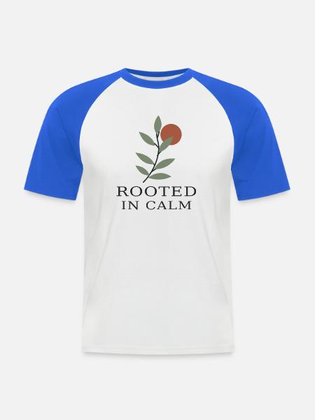 Rooted in Calm – Botanische Ruhe - Männer Baseball-T-Shirt - Weiß/Royalblau