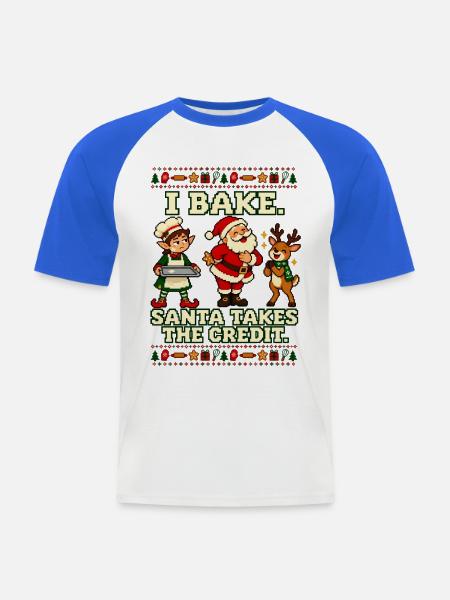 Weihnachtsbäckerei Plätzchen Backen - Männer Baseball-T-Shirt - Weiß/Royalblau