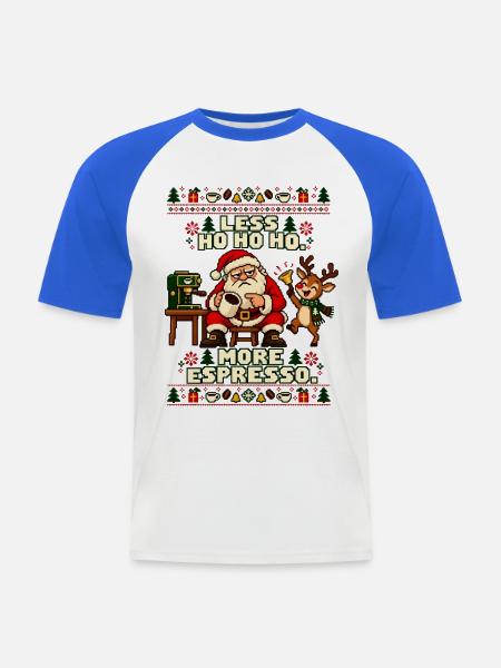 Weihnachten Espresso Kaffee Santa - Männer Baseball-T-Shirt - Weiß/Royalblau