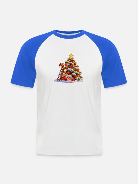 Winterlicher Weihnachtsbaum mit Stern Wenuma - Männer Baseball-T-Shirt - Weiß/Royalblau